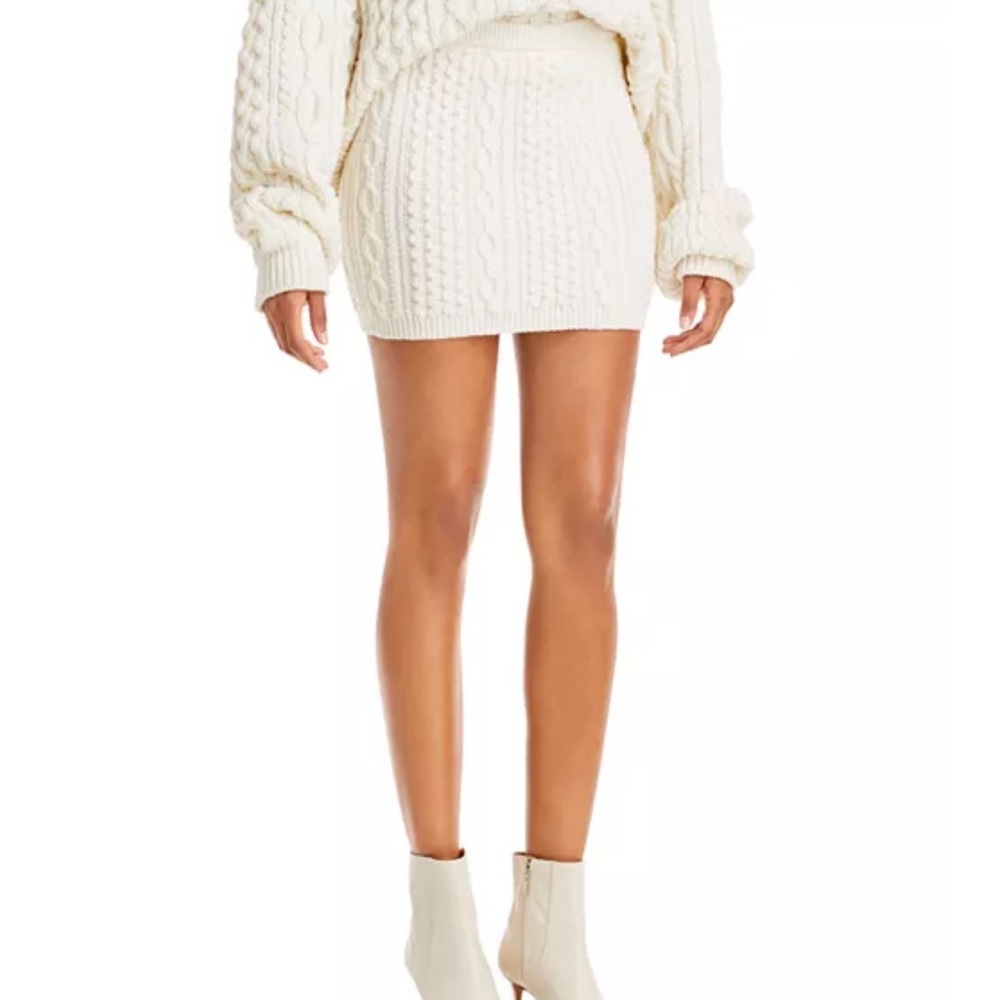 Alice + Olivia Ingrid Cable Knit Mini Skirt | White | Size XS